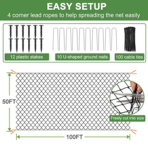 DQS Bird Netting 50' x 100' with 1" Mesh, Poultry Netting for Chicken Coop - size: 1", 50' x100'