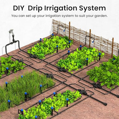 Quick-Connect Automatic Drip Irrigation System Kit – 230FT Garden Watering Kit with Adjustable Nozzles & Sprinklers for Greenhouse, Lawn, and Potted Plants Watering System