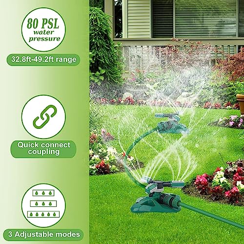 Garden Sprinkler,Upgrade Lawn Sprinklers Automatic 360 Degree Rotating Irrigation System, Garden Hose Sprinkler for Yard/Built in 36 Units Angle Spray Nozzles-1Pack(Green) - color: Green