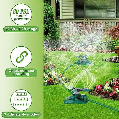 Garden Sprinkler,Upgrade Lawn Sprinklers Automatic 360 Degree Rotating Irrigation System, Garden Hose Sprinkler for Yard/Built in 36 Units Angle Spray Nozzles-1Pack(Green) - color: Green