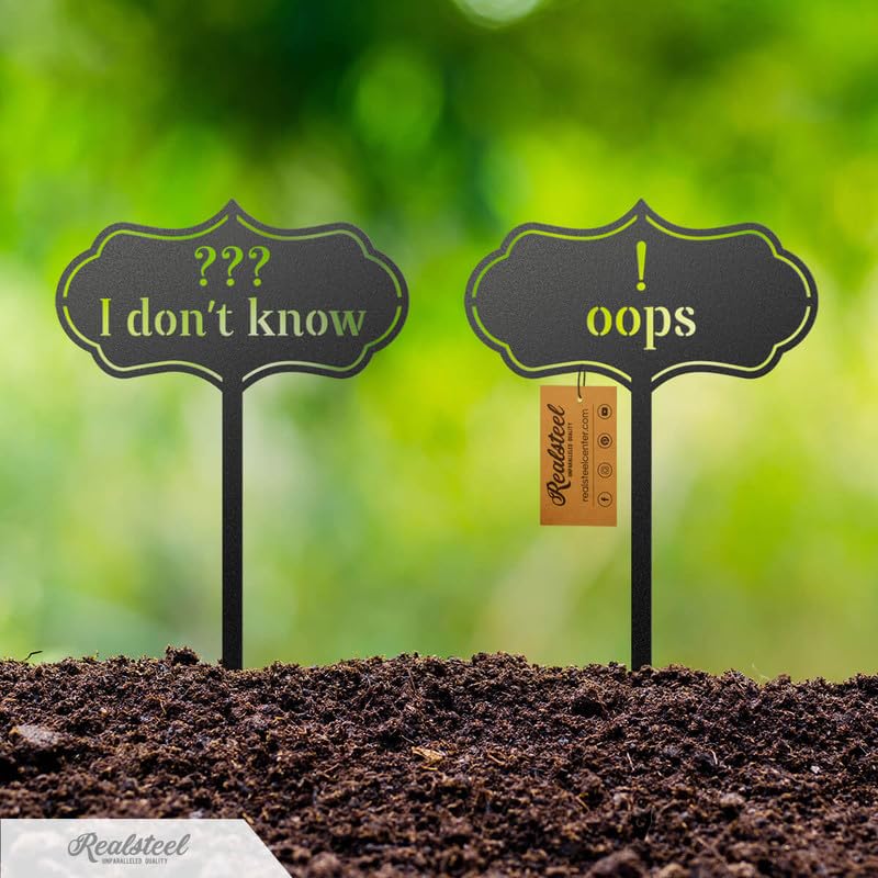 RealSteel Metal Seed & Plant Markers – Elegant Indoor & Outdoor Garden Stakes – Durable Herb, Vegetable & Fruit Plant Labels for Pots, Raised Beds & Greenhouse – Farmhouse Garden Gift - (Garlic) - style: GARLIC