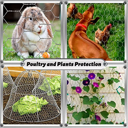 Chicken Wire Fencing Mesh, 16.9 Inch x 40 Feet Metal Floral Chicken Wire Fence for Crafts Poultry Garden, 0.6 Inch Hexagonal Galvanized Hardware Cloth Netting for Chicken Coop Barrier Rabbit Cage - size: 16.9in x 40ft