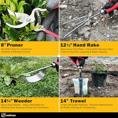 Wellmax 12-Piece Heavy-Duty Garden Tools Set