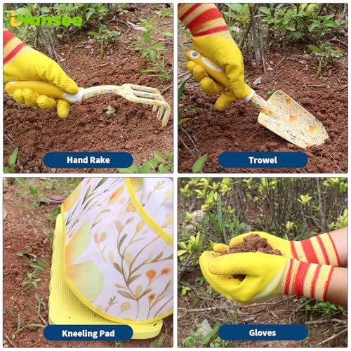 Yellow Garden Tools Set 10 Pieces, Gardening Gifts for Women - color: yellow