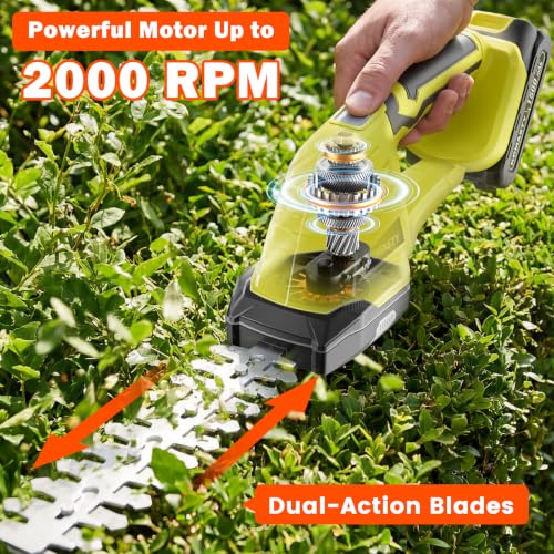 20V Hedge Trimmer Cordless with 2 Battery and Charger, 2 in 1 Bush Trimmer