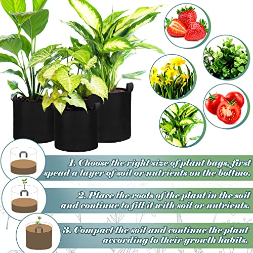 Hoolerry 7 Pack Black Plant Grow Bags, 4 Sizes Fabric Pots with Handles