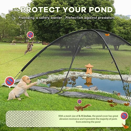 Mxmoonant Pond Cover Dome 10x11 FT, w/4 Windropes, 1-Person Install