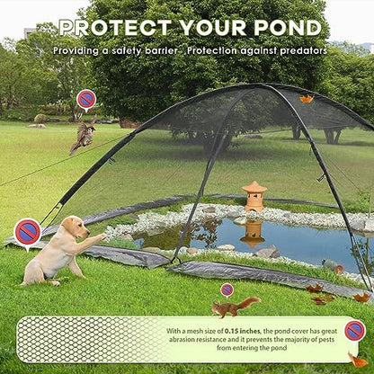 Mxmoonant Pond Cover Dome 10x11 FT, w/4 Windropes, 1-Person Install