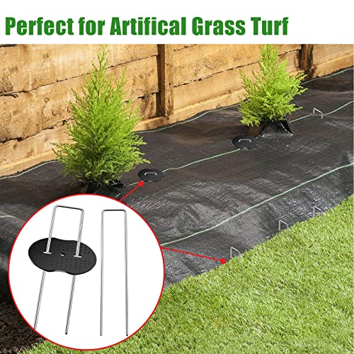 6 Inch Landscape Staples Garden Stakes with Gasket, Landscape Fabric Pins - size: 100Pcs