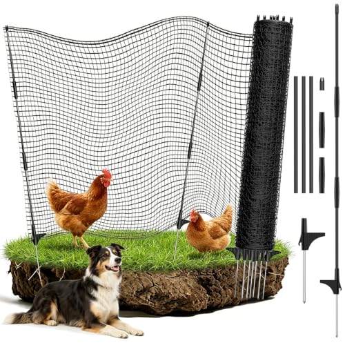 RIFNY Temporary Fence for Backyard, 4 x 25 FT Portable Chicken Dog Fence - size: 4x25 FT