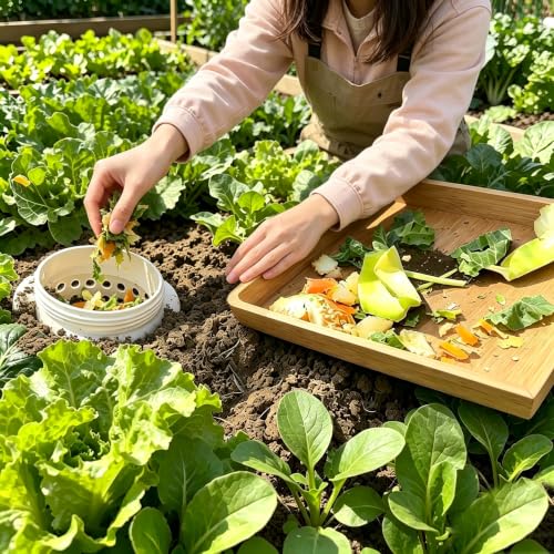 Inground Farm Composter, Underground Worm Farm, with Holes and lidGarden Mini vermicomposting bin for use in Outdoor Gardening from Kitchen Food Waste, White (12.2x4.4x3.4in)1pcs