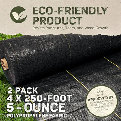 Dewitt Pro-5 Weed Barrier Fabric 5 oz, 4 x 250 Feet, 2-Pack - Heavy-Duty - size: 2 Pack, style: 4' x 250'