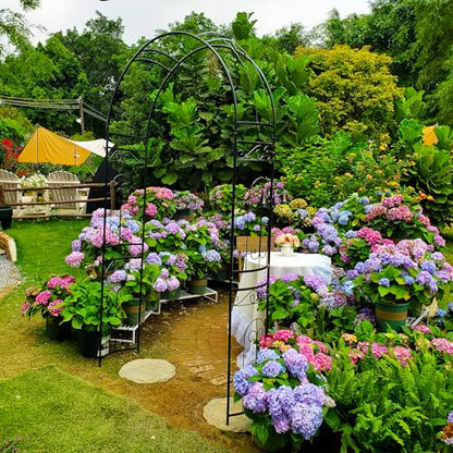 Metal Garden Arbor Wedding Arch 95.3" H x 45" W, Heavy Duty Rustproof Iron Pergola Trellis for Climbing Plants Outdoor Garden Patio Pathway Lawn Ceremony Party Decoration
