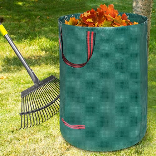 Adjustable Metal Leaf Rake Set, 38-73" Handle, 19" Wide with Gallon Leaf Bags – Heavy Duty Garden Rake for Lawns, Shrubs, Grass, Flower Beds & Outdoor Use - style: RAKE-SET-A