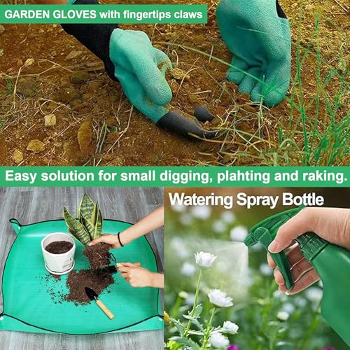 Heavy Duty Gardening Tools with Handbag, 11 Pcs Gardening Tools with Repotting Mat for Gifts Women Men Mom Dad