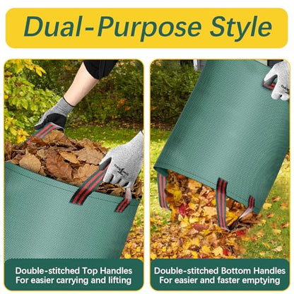 3 Pack 80 Gallon lawn leaf bags leaf bags yard waste bags,Gardening gloves included,Cleaning fallen leaves, weeds, outdoor and camping supplies; or use for moving