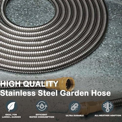 100FT Stainless Steel Garden Hose, 3/4 GHT Male to Female - size: 100FT