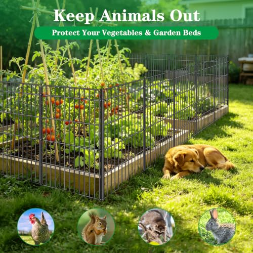 20 Panels No Dig Decorative Garden Fence, 33in(H) x 44.6ft(L) Animal Barrier Fence, Rustproof Metal Temporary Dog Fence, Dog Digging Defense Fencing Barrier for Outdoor, Yard, Patio - size: 20 Panels 33in(H) x 44.6ft(L)