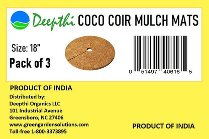 Deepthi 18-Inch Coco Coir Mulch Mats – Pack of 3 Natural Coconut Fiber Discs – Tree Ring Guards, Pot Covers, Sapling Root Protection, Weed Barrier, Moisture Retention for Garden & Potted Plants