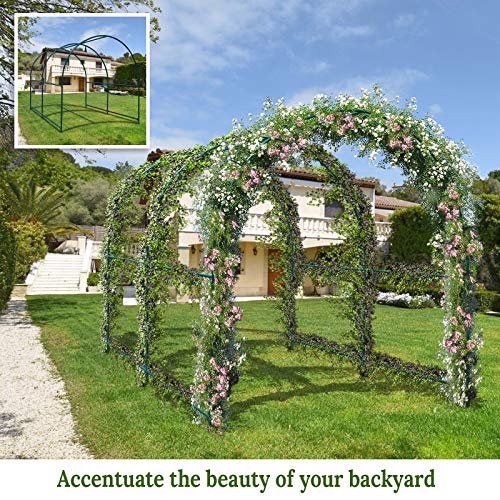 Multi-Size Large Garden Support Arch Frame Climbing Plant Arch Arbor for Flowers/Fruits/Vegetables (8.2ft x 7ft x 7.2ft) - size: 8.2 ft x 7 ft x 7.2 ft