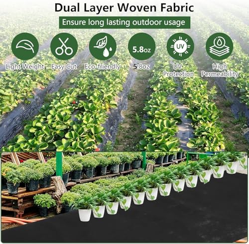 3FT x 300FT Commercial Grade Weed Barrier Fabric - 5.8oz Double Layer Woven, Heavy Duty UV-Resistant Landscape Matting for Farms, Gardens & Agricultural Fields - style: 3FT X 300FT-5.80Z