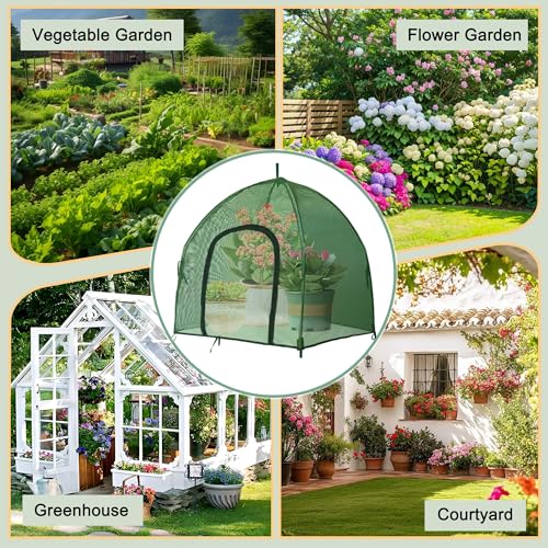 4.3x4.3x3FT Mesh Plant Cover w/Zipper for Raised Bed Seedling Vegetables - color: Mesh