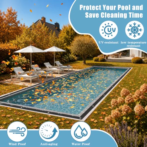 32x16FT Pool Leaf Net Cover for Inground/Above Ground Pool, Mesh Pool Cover - size: 32X16FT