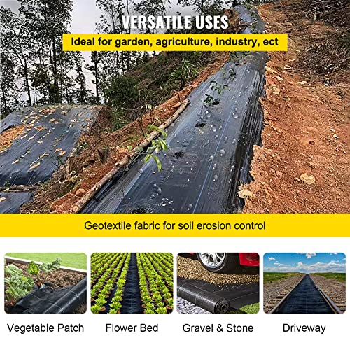 Happybuy Weed Barrier Landscape Fabric, 6 x 250 ft, 4.1 Oz Premium Woven Ground Cover, Heavy Duty PP Material & Easy Setup, Weed Control for Outdoor Garden, Lawn, Driveway, Black - size: 6FTx250FT-4.1OZ
