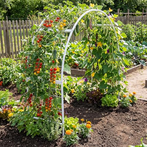 Newtay Arch Trellis for Planter Box Garden Wide Arbor Trellis Metal Arbor for Climbing Plants, Vegetables and Flowers Decorative Outdoor(White,6 x 2 x 6 ft)