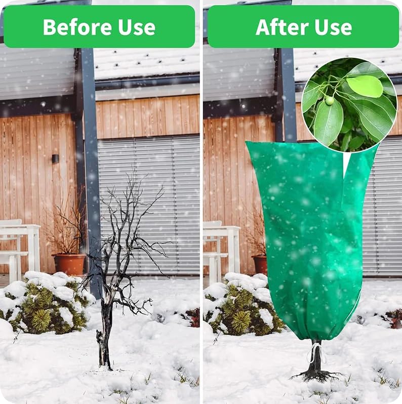 BADASS SHARKS Winter Plant Covers Protection Bag Non-Woven Shrub Against Cold Protecting Bags for Outdoor Garden Yard Plants Frost Pouches Tree Covers with Zipper Drawstring (31.5 * 47.2in-1PC) - size: 31.5*47.2in-1PC
