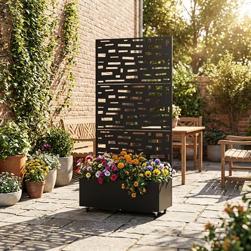 Metal Raised Garden Bed with Trellis and Wheels, 71"x35"x16" (Black-Gerald) - color: Black-gerald, size: 71"x35"x16"