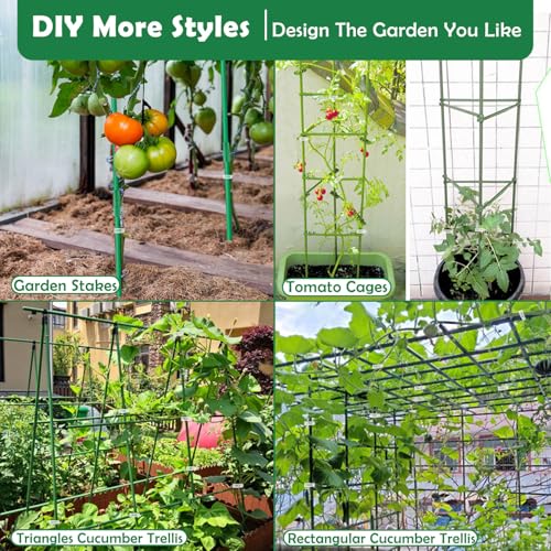 Cludoo 232PCS Garden Stakes Set with 70 Sets Fiberglass Plant Stakes Sticks Supports and Accessories, DIY 4ft 5ft 6ft 7ft Tomato Stakes for Tomato,Vegetables, Pepper, Fences Indoor Outdoor Plants - size: 70 sets