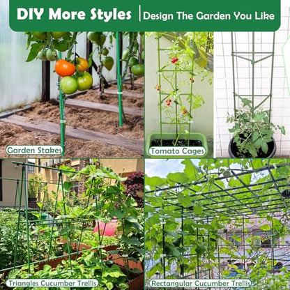 Cludoo 232PCS Garden Stakes Set with 70 Sets Fiberglass Plant Stakes Sticks Supports and Accessories, DIY 4ft 5ft 6ft 7ft Tomato Stakes for Tomato,Vegetables, Pepper, Fences Indoor Outdoor Plants - size: 70 sets