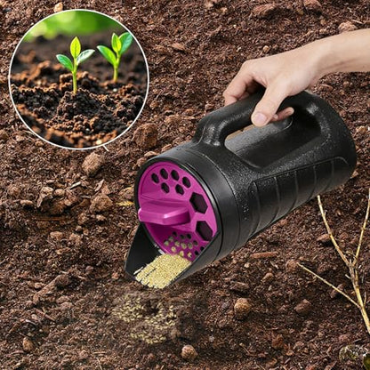 Black Adjustable Handheld Seed Shaker – Hand Spreader - 90oz Capacity Multi-Purpose Spreader for Fertilizer, Grass Seed, Ice Melt & Lawn Care - Rose Red - color: Rose Red