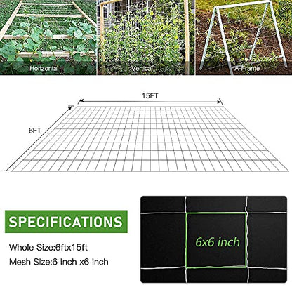 Trellis Netting, CANAGROW Heavy-Duty Garden Plant Trellis Netting for Climbing Plants, Outdoor Indoor Grow Net for Beans Tomatoes Peas Pumpkin Flowers, 6x15ft, 1 Pack - size: 6'x15'