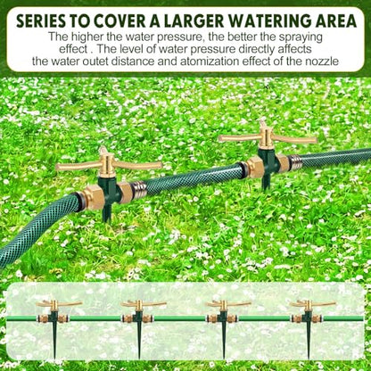 6 Pack Metal Lawn Sprinklers for Yard with Brass Nozzle & Aluminum Alloy Spike Base, Adjustable Automatic Garden Water Sprinkler System with Screen Gasket for Yard Lawn Greenhouse(Green) - color: Green