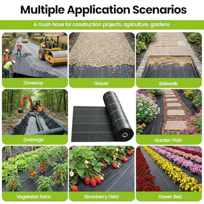 13x65ft Driveway Fabric, 5.2OZ Landscape Fabric for Weed Barrier & Gravel - size: 13x65 ft-5.2OZ