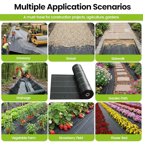 13x120ft Driveway Fabric, 5.2OZ Landscape Fabric for Weed Barrier & Gravel - size: 13x120 ft-5.2OZ