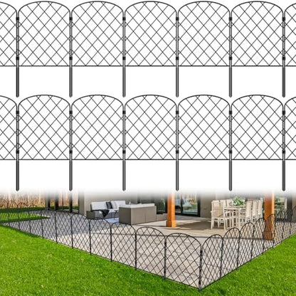 PINPON 19Pack 20ft Garden Fence 24in High Rustproof Metal Barrier Yard - size: 20ft-19pack