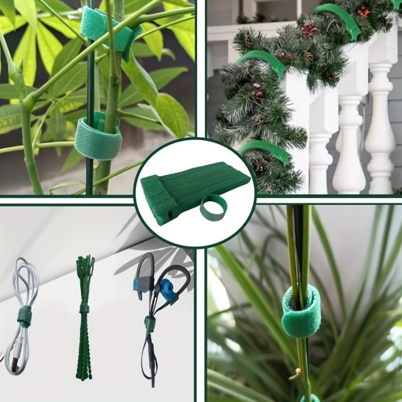 Adjustable Reusable Nylon Plant Ties with Metal Eyelets, Anti-Slip Garden Straps for Climbing Vegetables and Flower Fixing (green) - color: Green