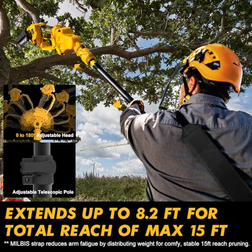 4-in-1 Cordless Pole Saw & Electric Pruning Shears for DeWalt 20V Battery