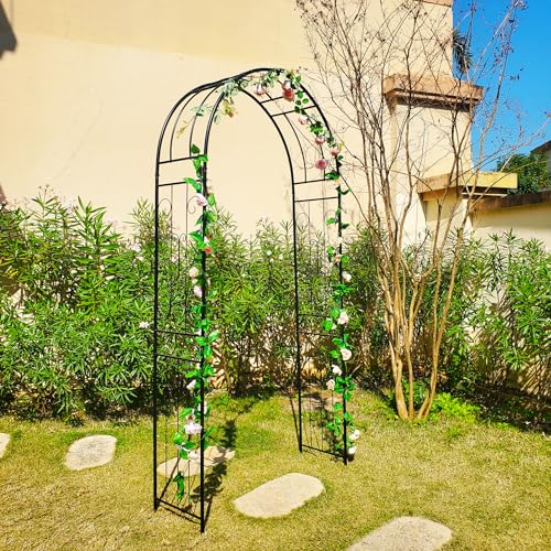 Metal Garden Arch Arbor, 94.5" H x 45.3" W, for Climbing Plants - color: Black Arch-C