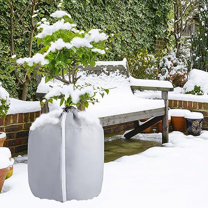 2 Pack Plant Winter Protection Pot, Anti-Frost Flower Pot Protective Bag - color: Grey-2 Pcs
