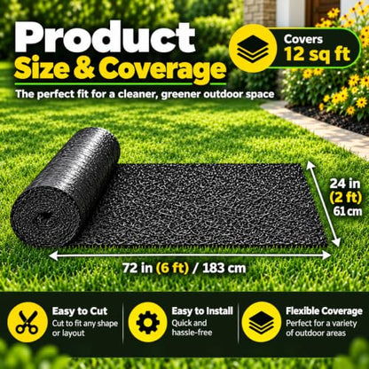 Rubber Mulch Mat 72"x24" Recycled Weed Barrier for Garden Paths