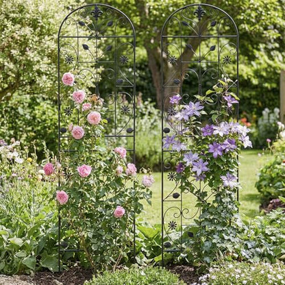 70.8" Metal Garden Trellis for Climbing Plants, 2 Pack Black - color: Black