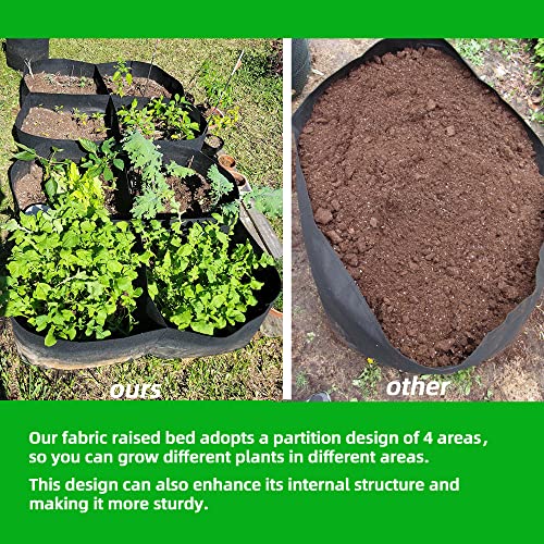 CJGQ Fabric Raised Garden Beds Outdoor, 3Pack 2X2 Ft 4 Grids Plant Grow Bags, Vegetables Planter Raised Bed for Growing Potatoes Flowers, Square Plant Growing Container Bags for Outdoor - color: Square, size: 3 Packs 4Grids 2x2 ft
