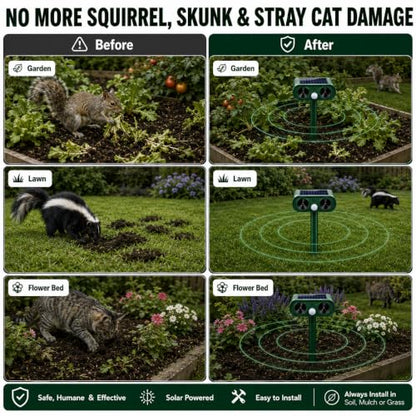 2026 Upgraded Solar Ultrasonic Animal Repellent Outdoor for Yard 4-Pack