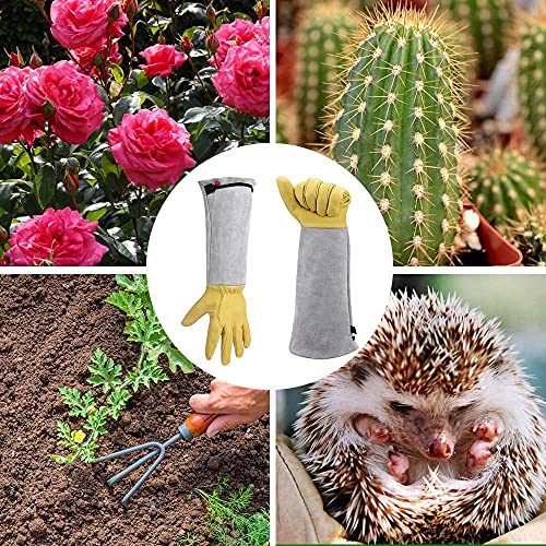 Gardening Gloves for Women/Men - Adjustable Cuff Goatskin Leather Elbow Long Sleeve Garden Gloves Gauntlet Puncture Thorn Proof Cactus Planting Rose Pruning Gloves Protective Work Gardener Gifts - size: X-Large (Pack of 1)