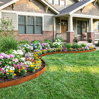 33ft. Metal Landscape Edging 5 inch (2.5" Above Ground, 2.5" Below Ground) - color: Powder-Coated Rust, size: 10 Pack (40 x 5IN)