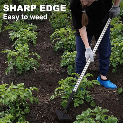 YEELOR Triangle Garden Hoe, Carbon Steel Push-Pull Weeding Tool - style: winged hoe